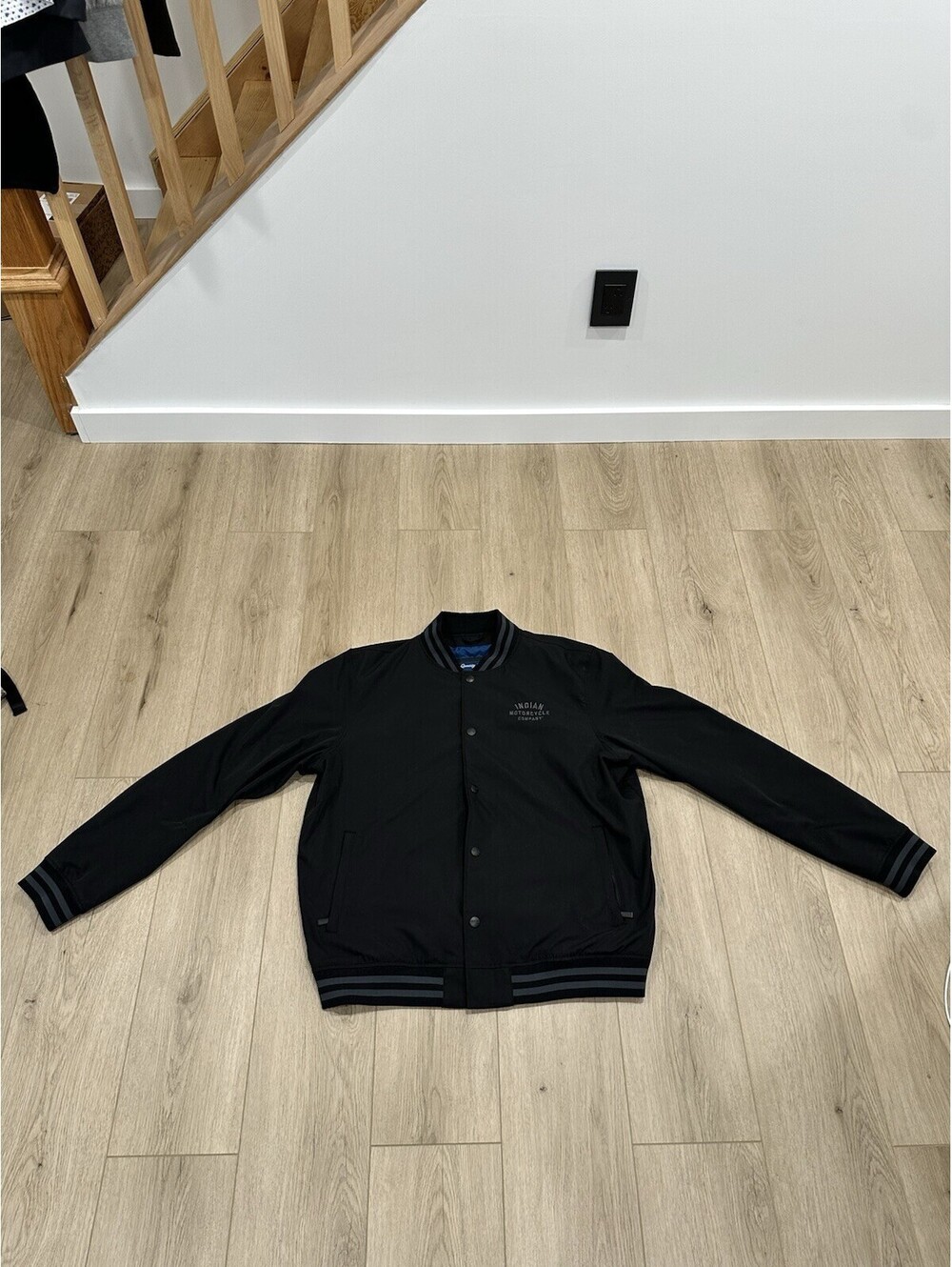 Indian Motorcycle Black Casual Bomber Jacket Men's Riding Size XL